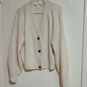 H&M Cream Colour Puff Sleeve Cardigan US S